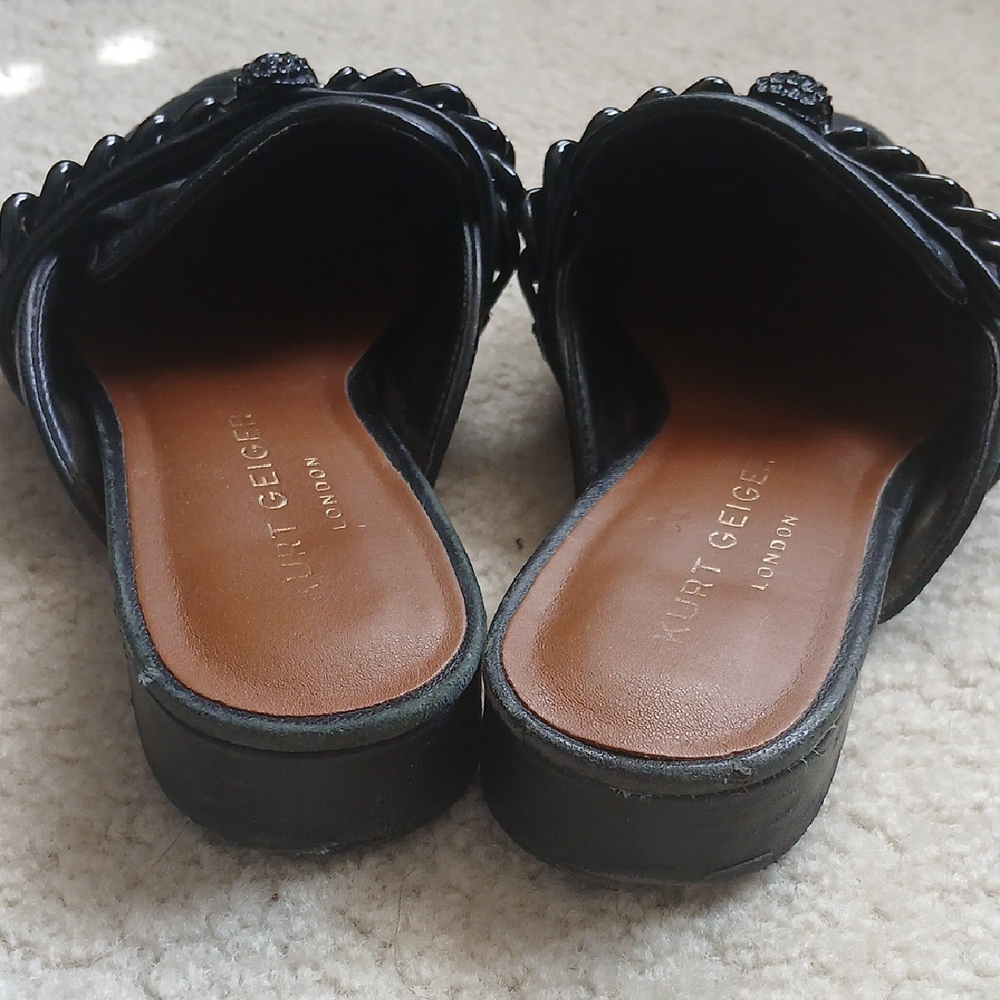 Black Kurt Geiger Chelsea Mules - Chain & Quilt Design - Picture 3 of 7